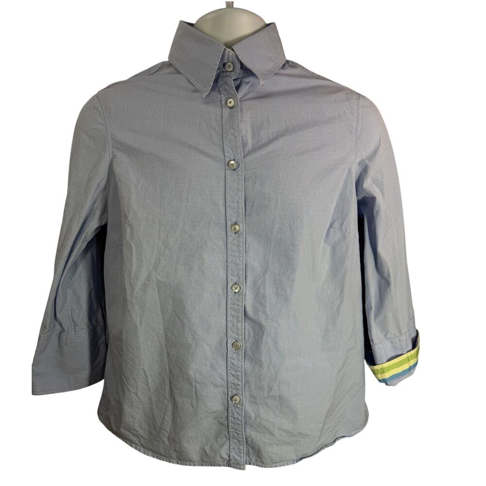 J.MCLAUGHLIN Blue white Checker Button-Up Shirt Women’s 10